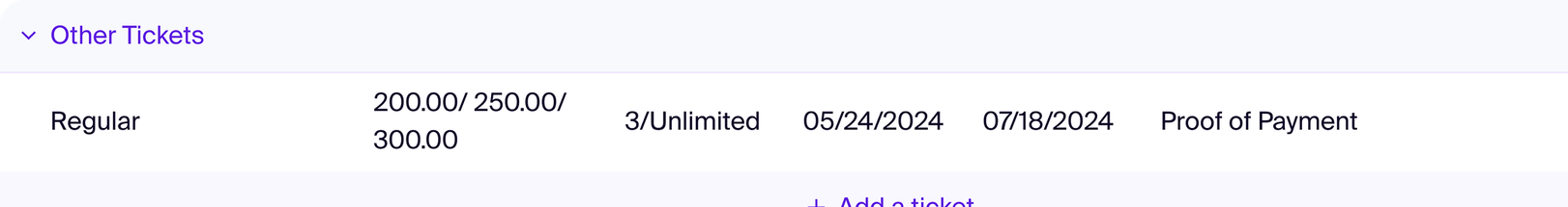 Revenue summary footer section