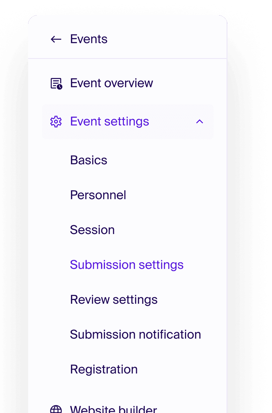 Submission form and configuration panel